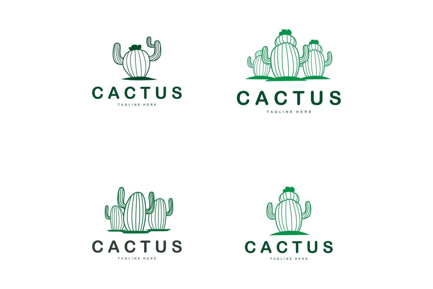 Green Plant Cactus Logo Design Desert Template bundle set collection vector