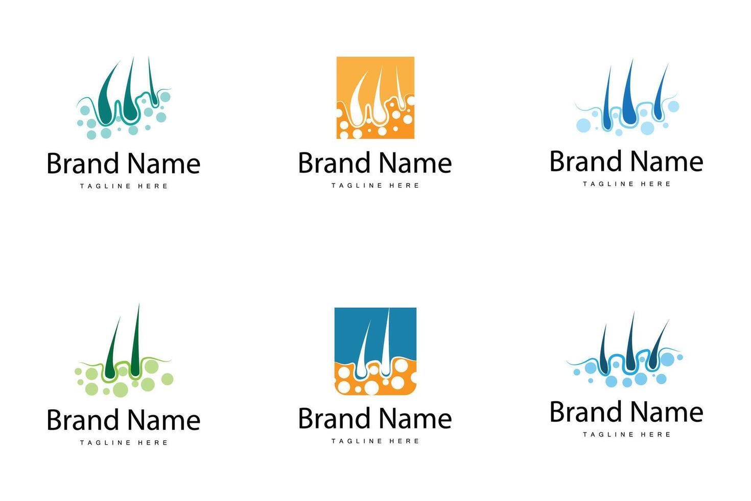 Hair care logo design simple hair skin care silhouette template bundle set collection vector