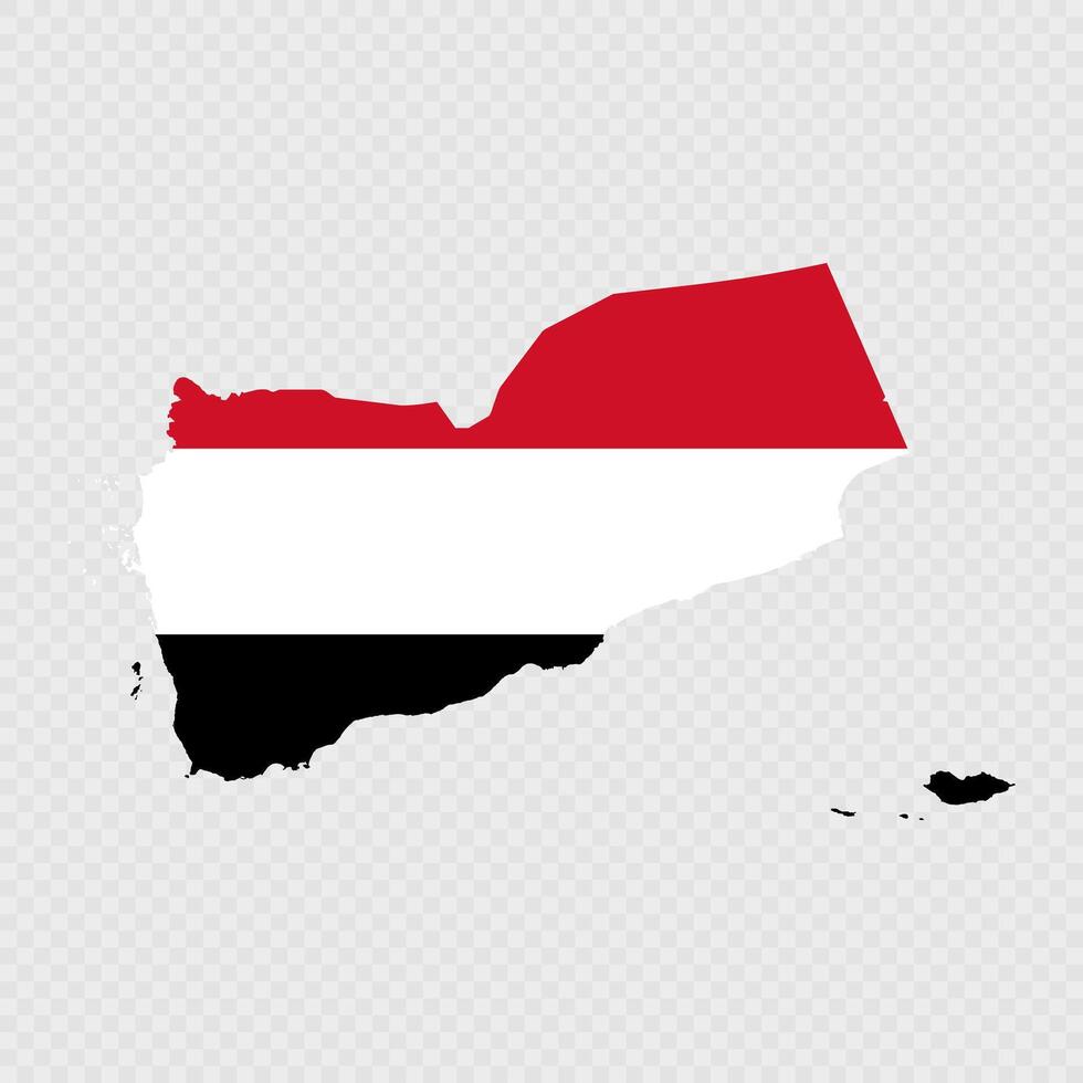 Yemen map silhouette with flag. vector