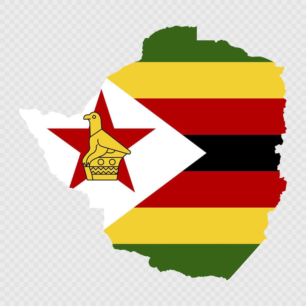 Zimbabwe map silhouette with flag. vector