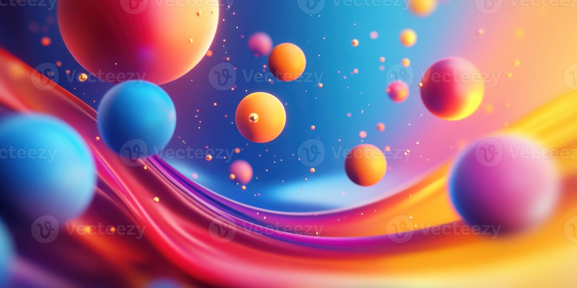 Vivid Dreamlike Swirls Colorful Spheres Abstract Digital Art 4K Wallpaper photo