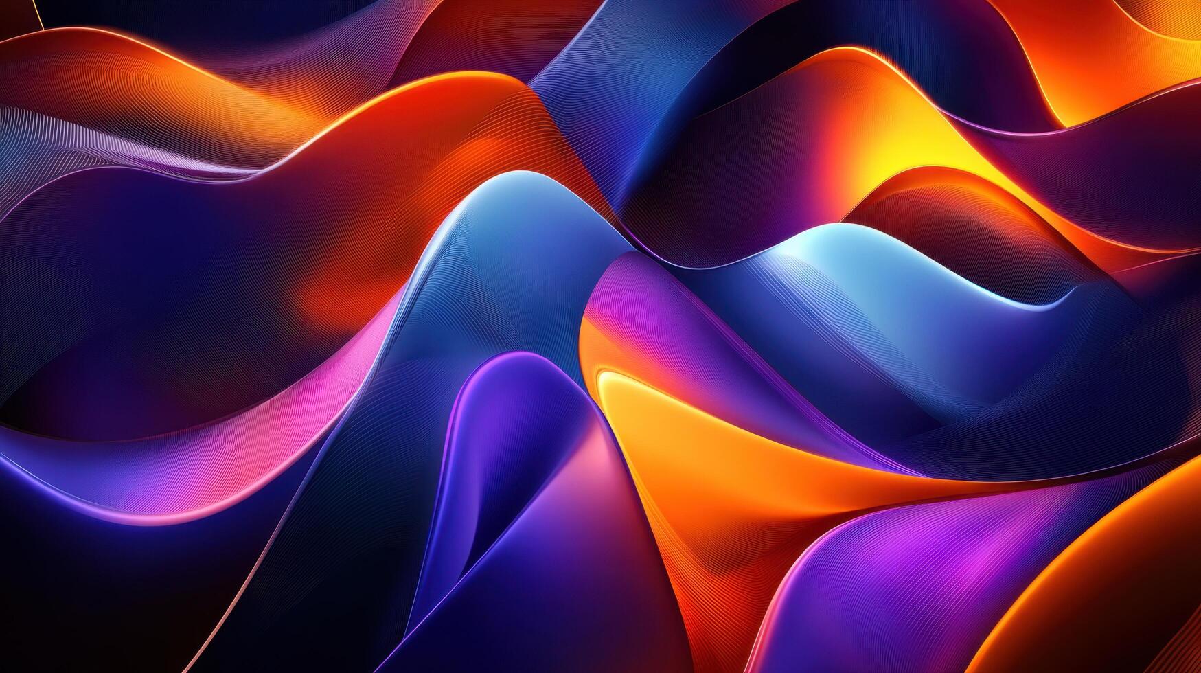 Abstract Colorful Waves Digital Art Vibrant Hues and Fluid Forms in a Dynamic Composition photo