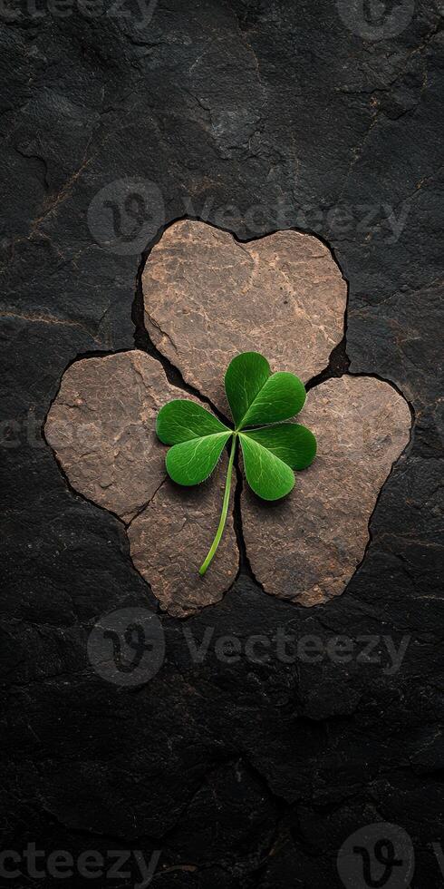 Shamrock on stone background, St Patricks Day photo