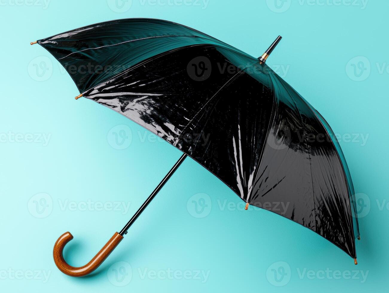 Black umbrella on a blue background photo