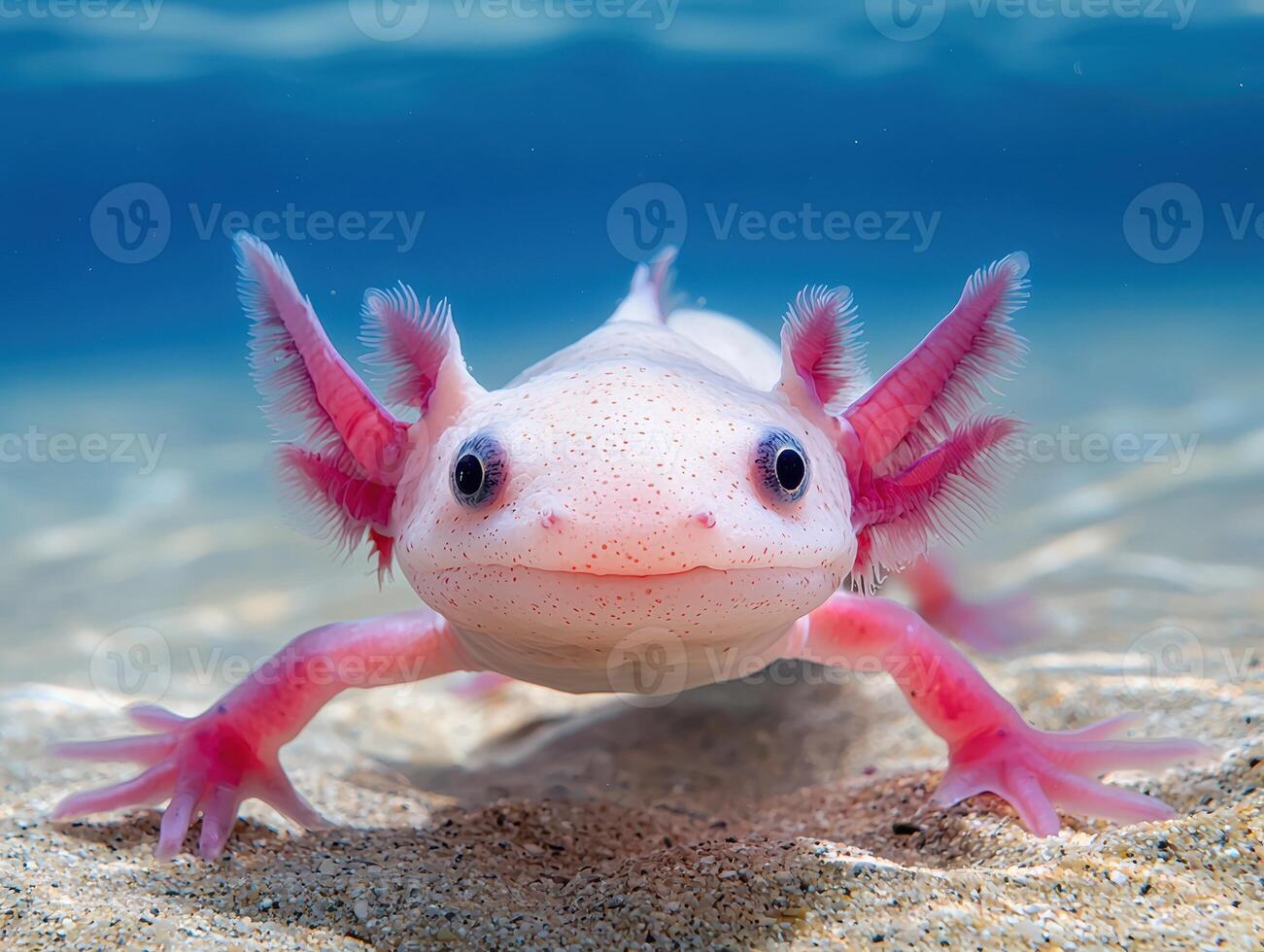 Close up of an axolotl in an underwater setting photo
