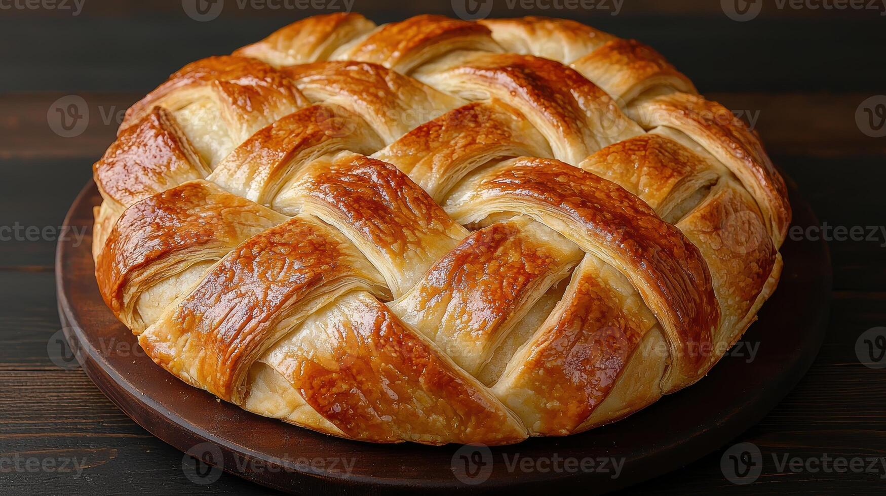 Delicious golden brown pastry with a lattice top, freshly baked and ready to serve photo