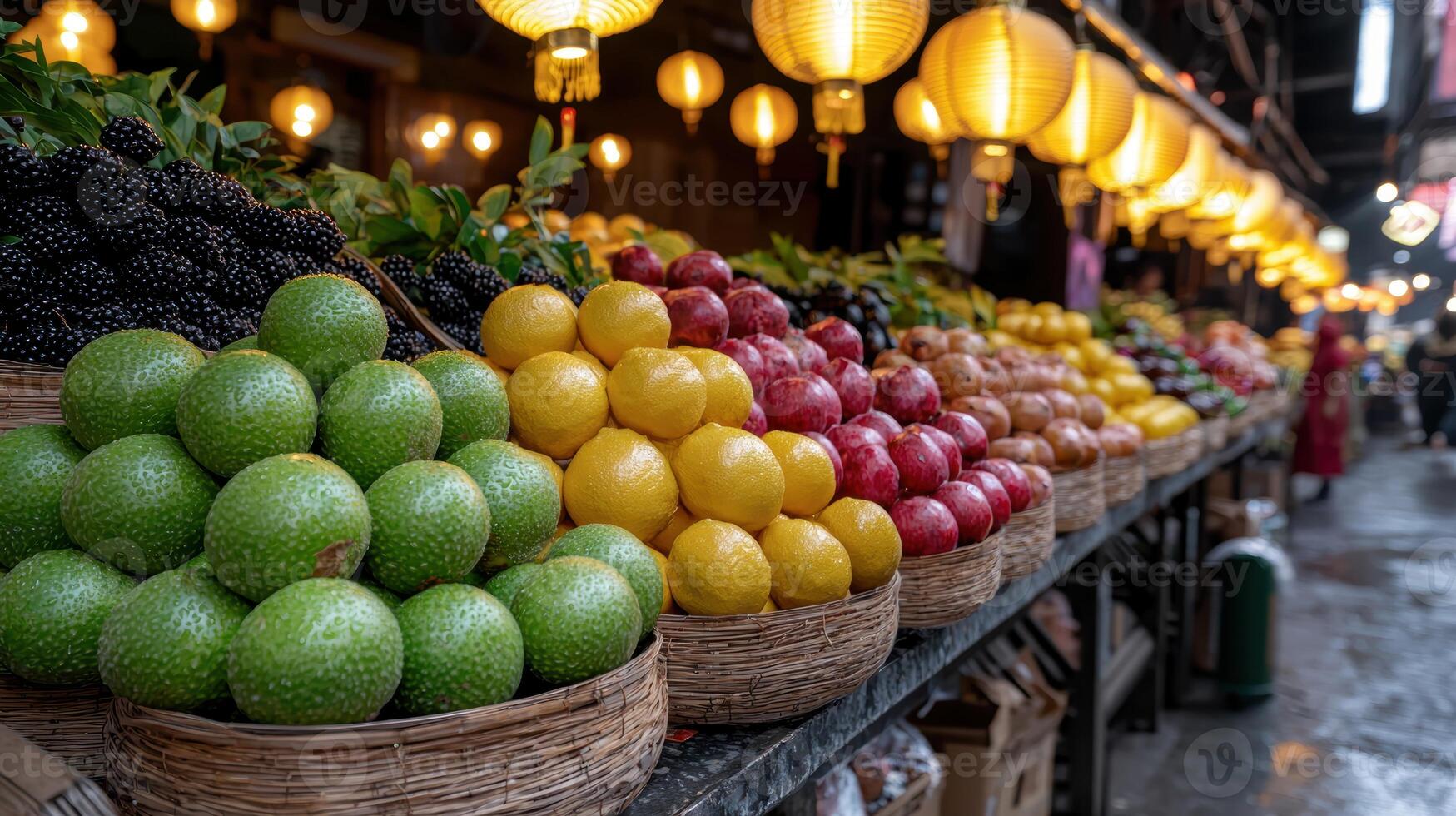 Fresh fruit at a vibrant market stall photo