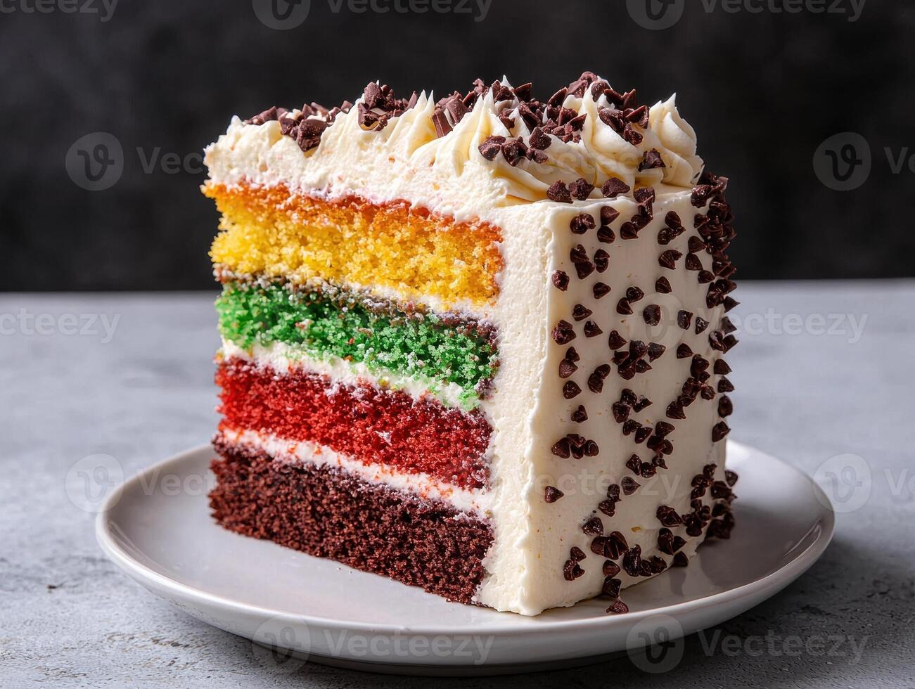 Rainbow Layer Cake with Chocolate Chips photo
