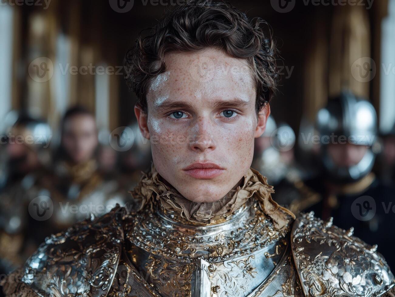 Young prince in shining armor, medieval fantasy portrait photo