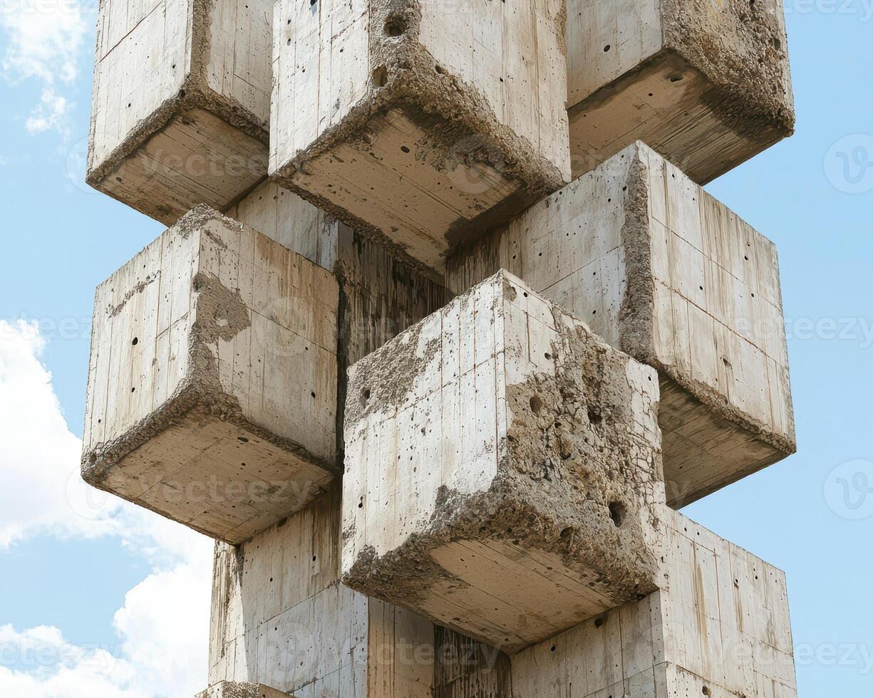 Abstract concrete structure against a blue sky photo