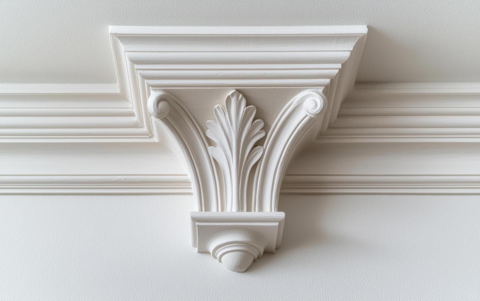White ornate ceiling detail with acanthus leaf design photo