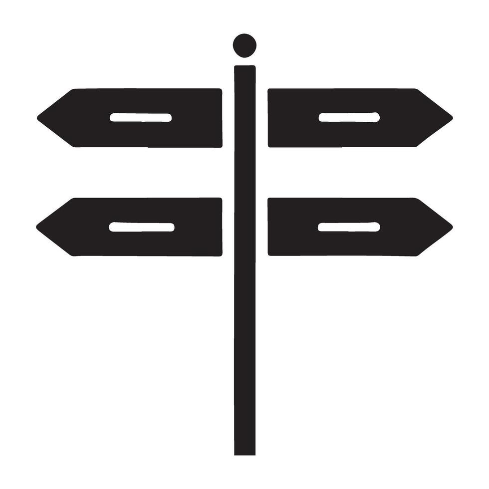 Four Way Directional Signpost Silhouette Icon vector