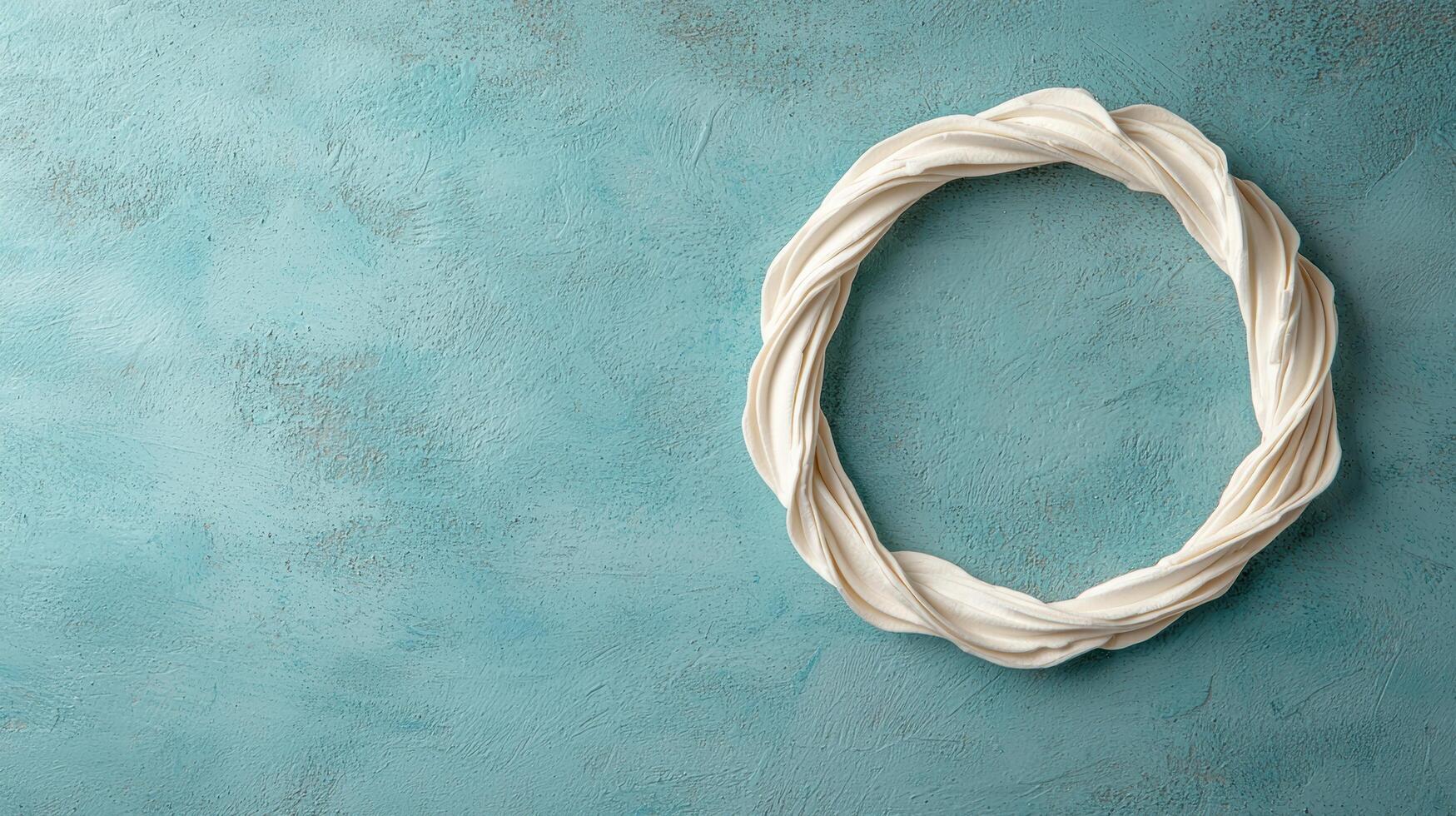 White twisted rope circle on teal background photo