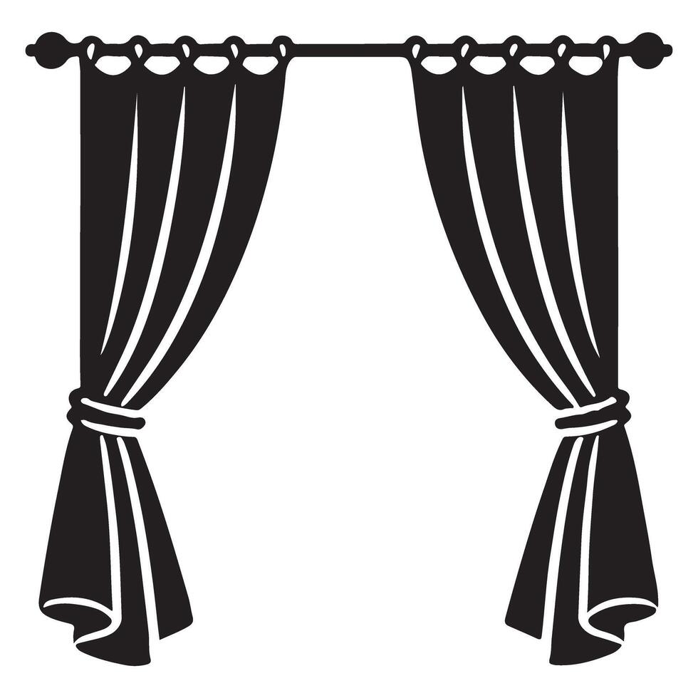 Pair of Elegant Silhouette Curtains vector