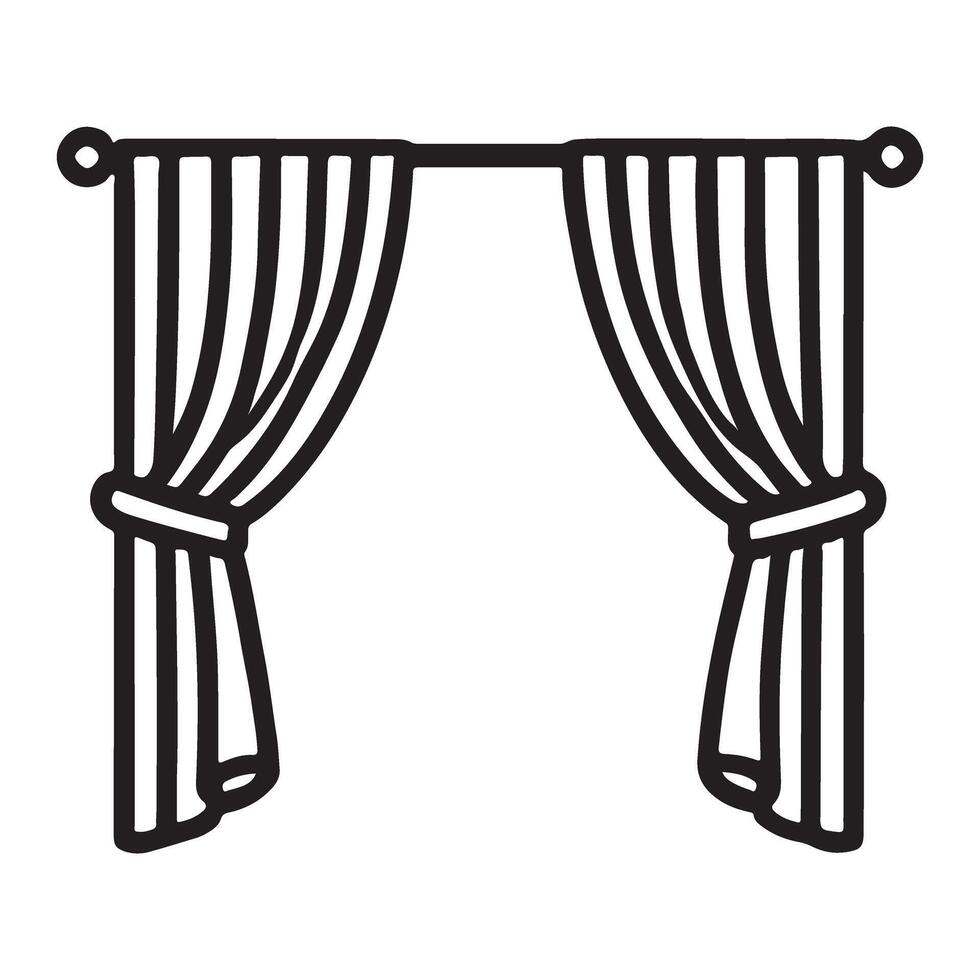 Simple Line Art of Draped Curtains vector