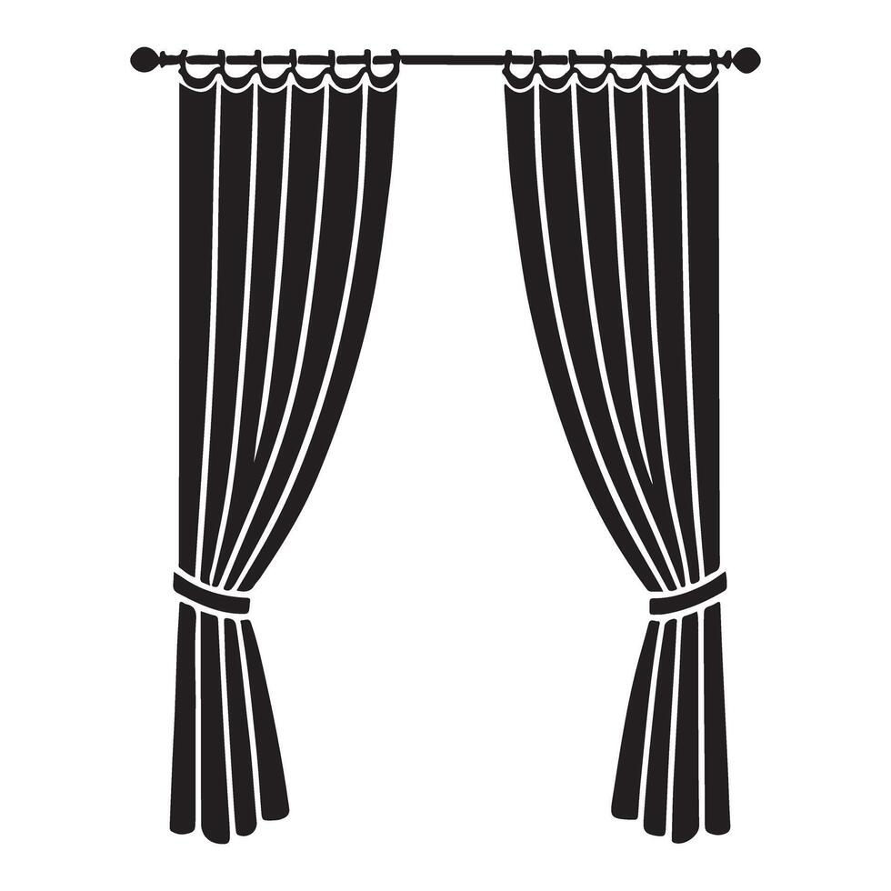 Elegant Drape Curtains Silhouette Illustration vector