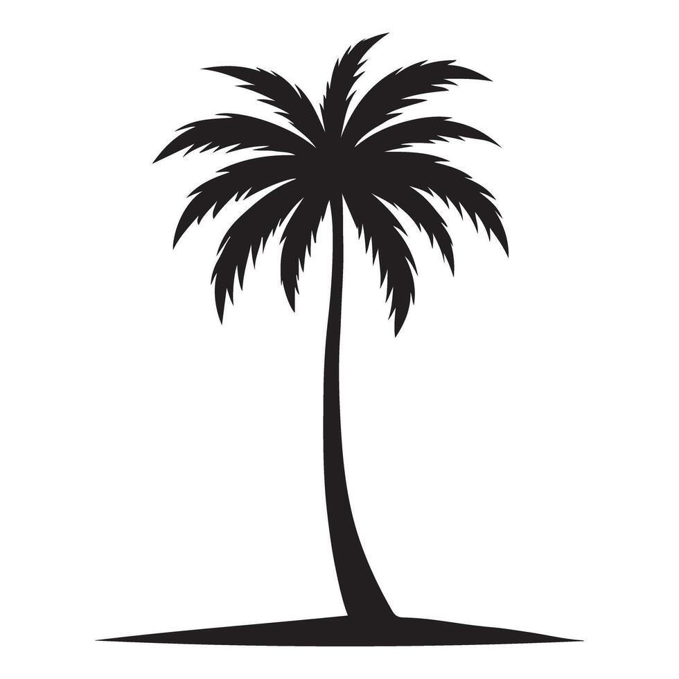 Single Palm Tree Silhouette Illustration on an Island vector