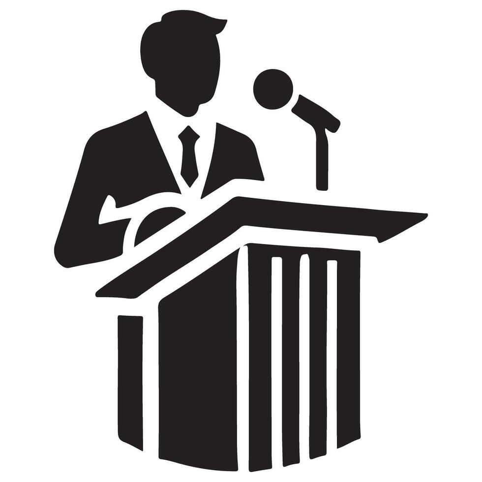 Public Speaker at Podium Silhouette Illustration vector