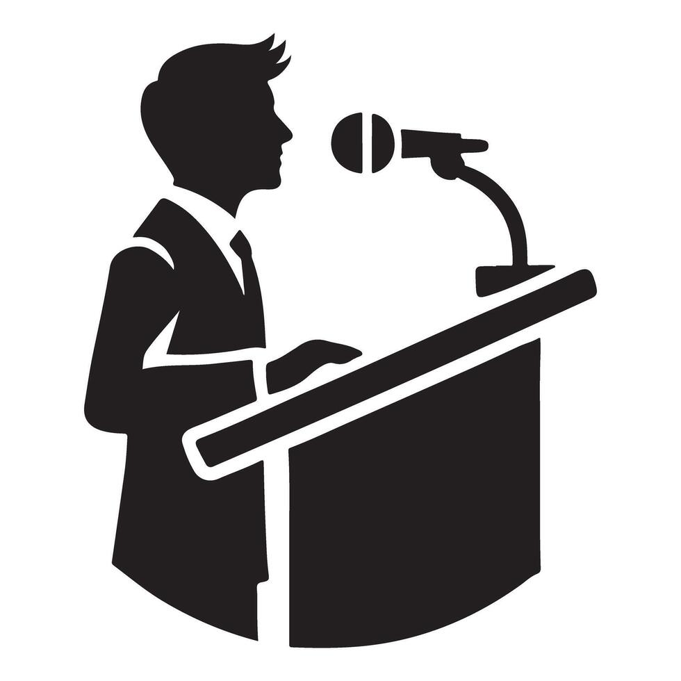 Speaker at Podium Silhouette Graphic vector