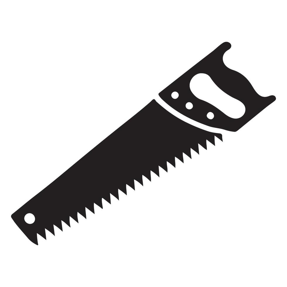 Hand Saw Silhouette Illustration for Woodworking vector
