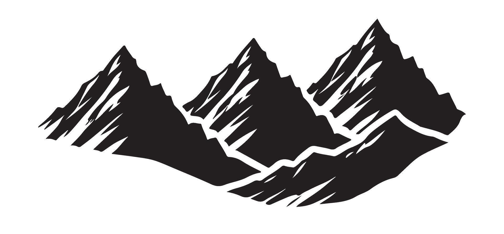 Three Mountain Peaks Silhouette A Dramatic Landscape vector