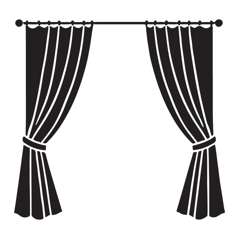 Classic Drape Curtains Silhouette Illustration design vector