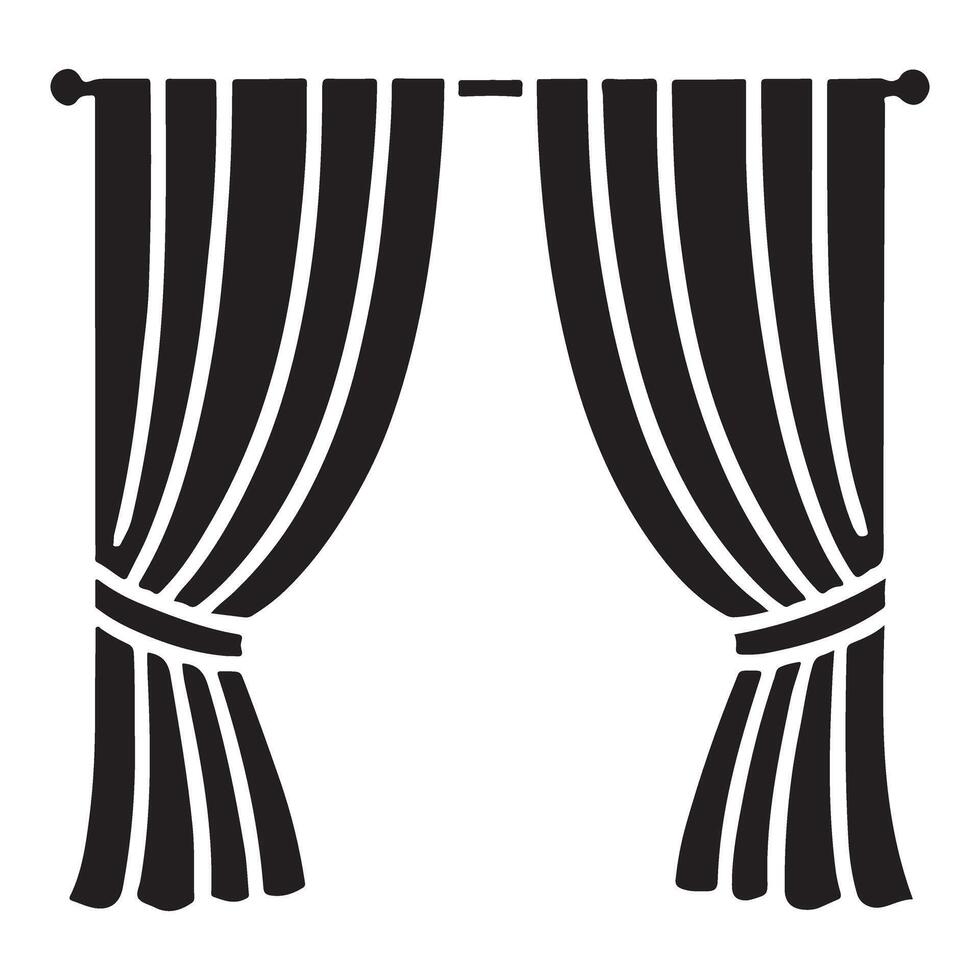 Classic Drape Curtains Silhouette design art vector