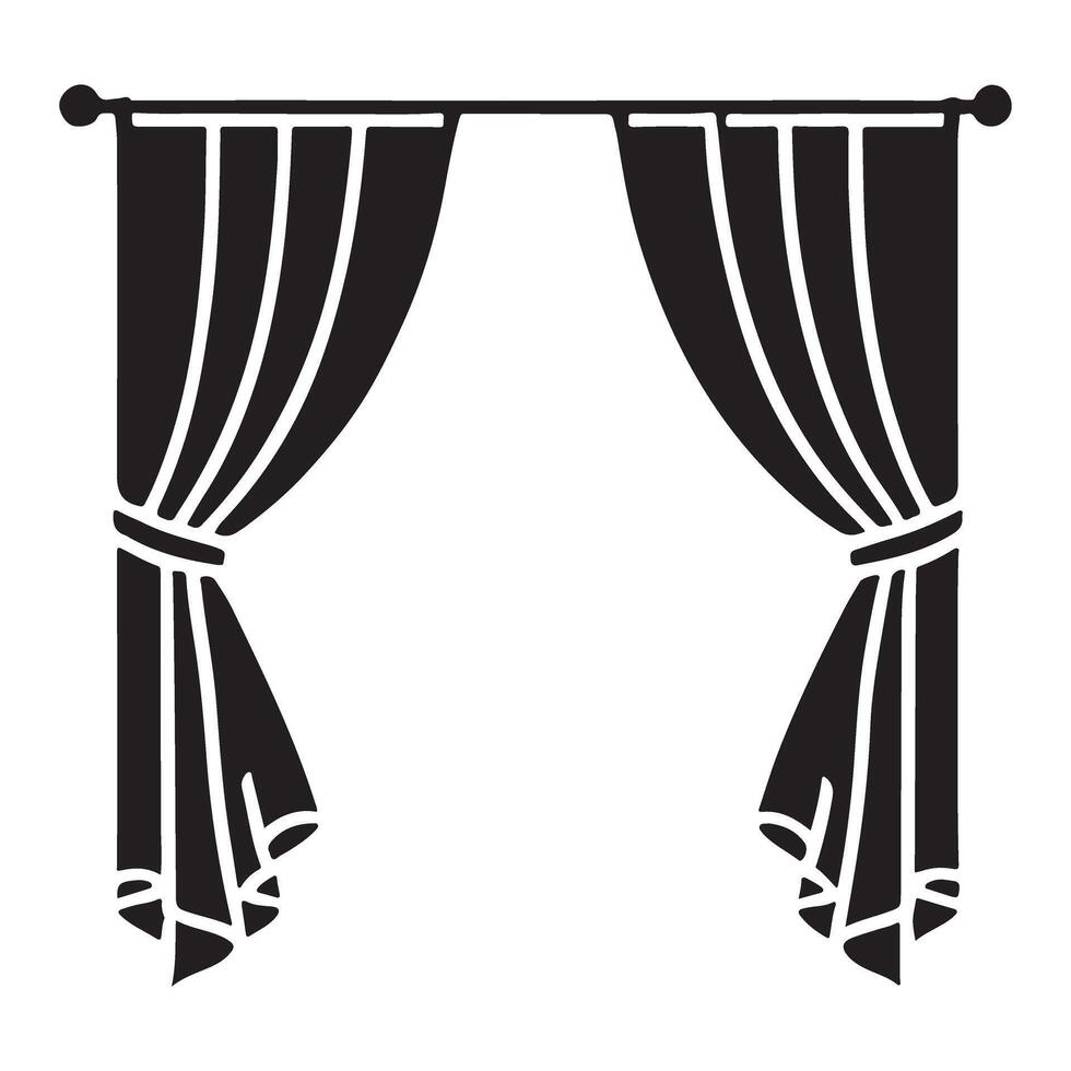 Elegant Stage Curtains Silhouette Illustration vector