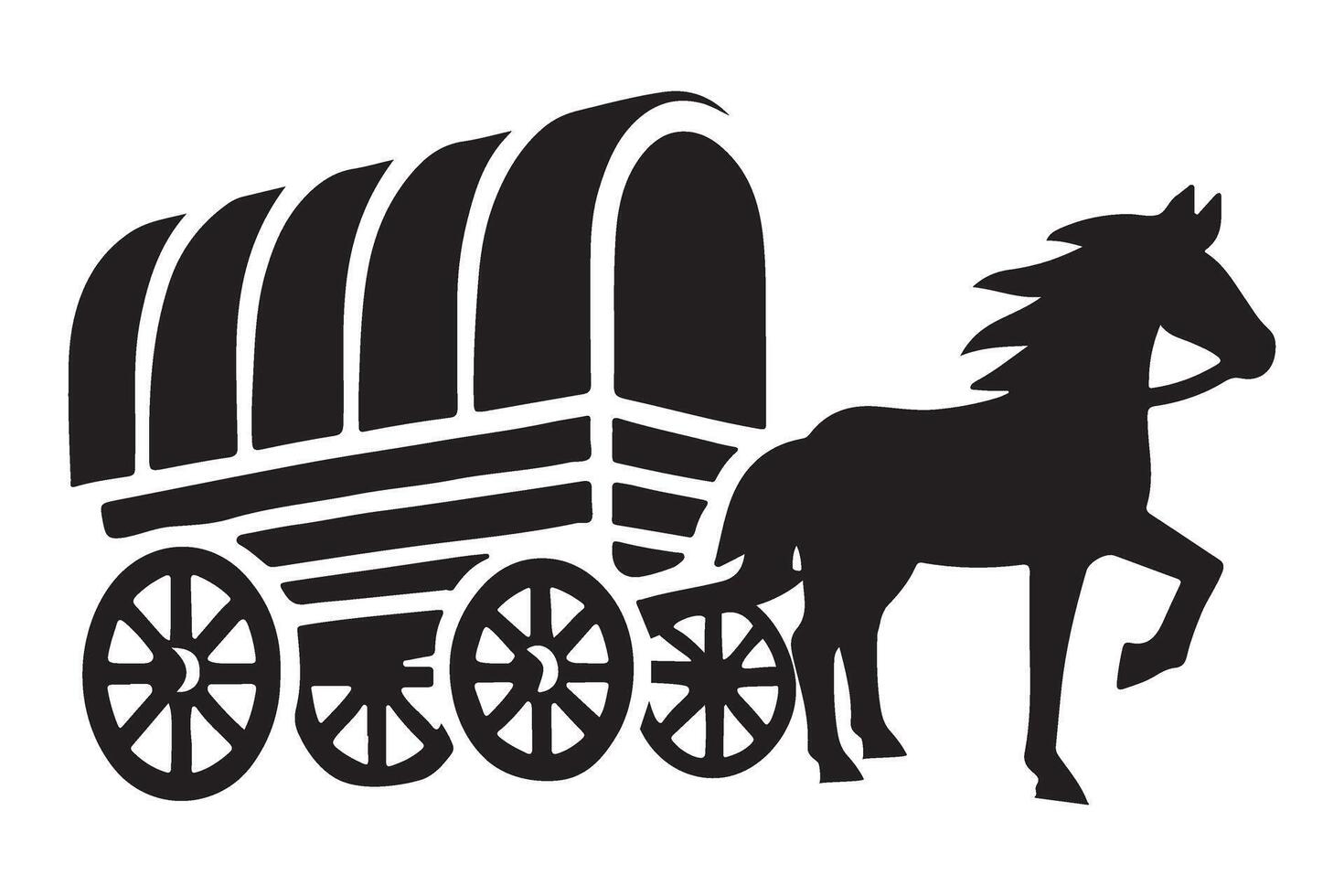 Silhouette of a Classic Horse Drawn Wagon vector