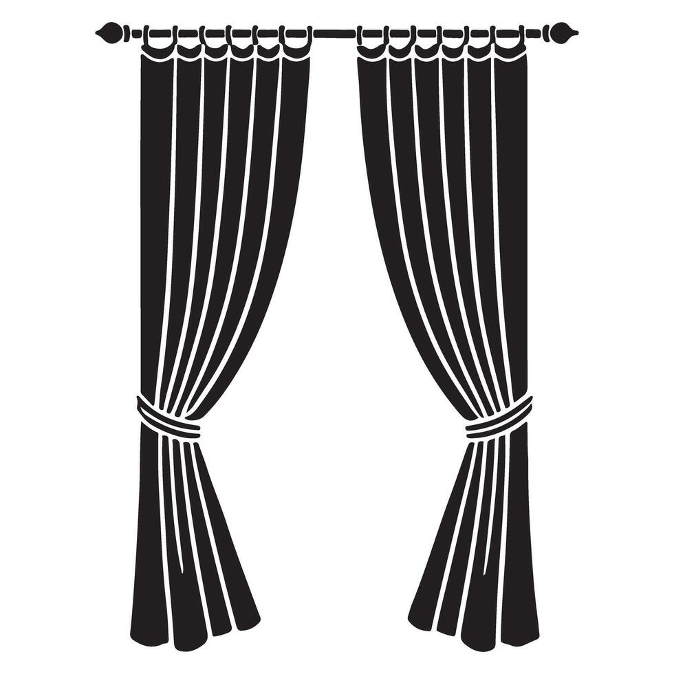 Elegant Silhouette Curtains Illustration vector