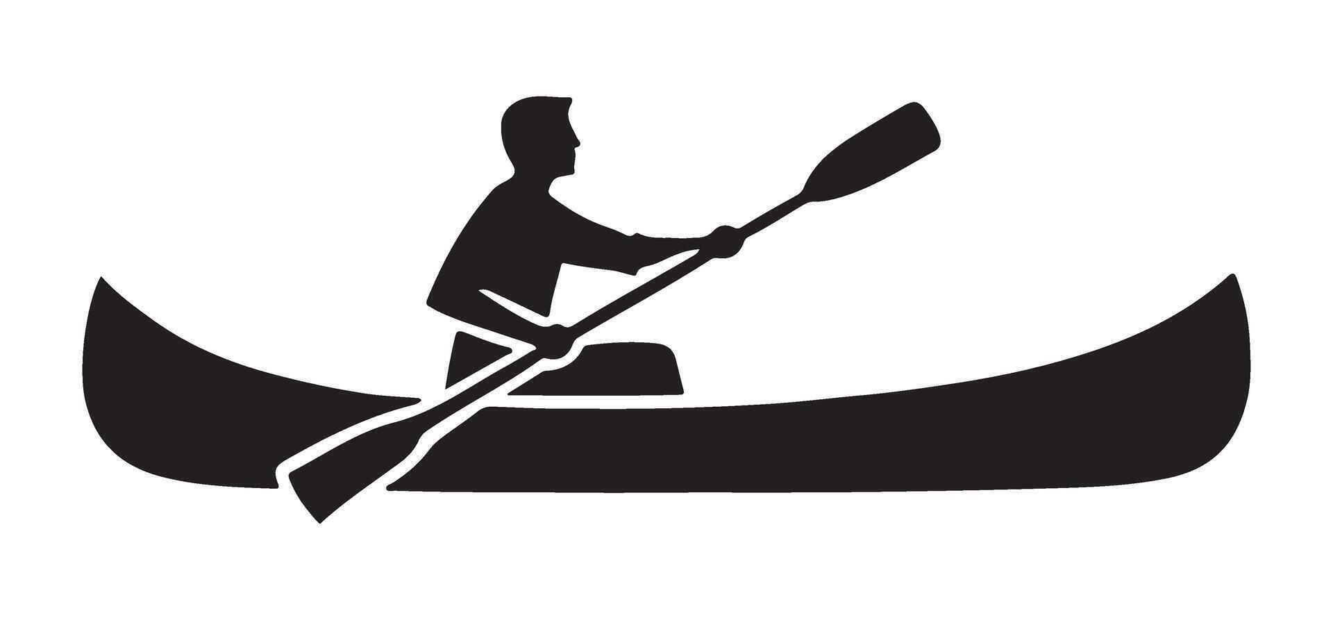 Silhouette of a Person Canoeing on Water vector