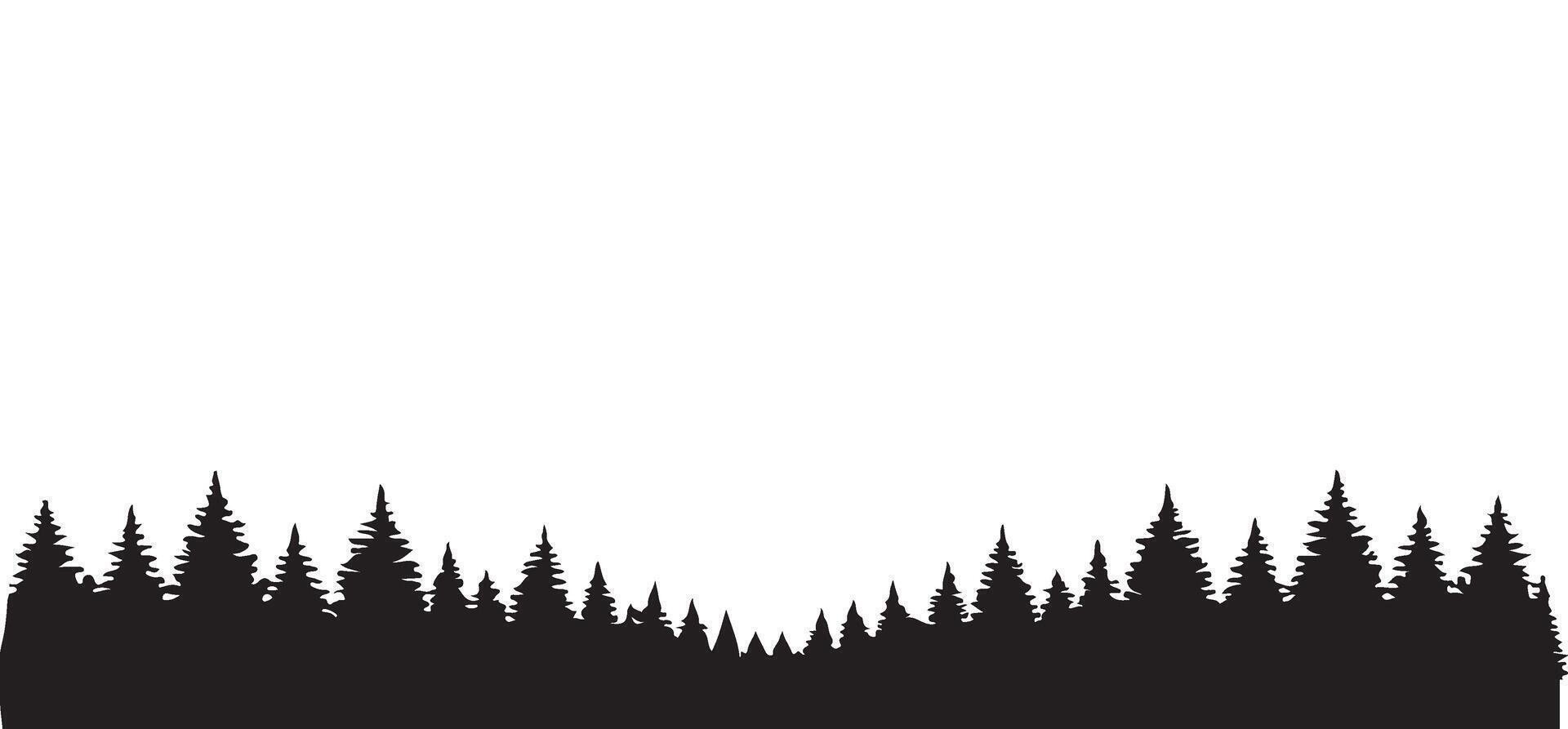 Silhouette of a Forest Landscape with Pine Trees vector