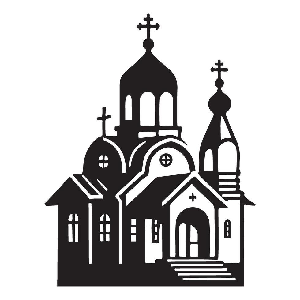 Silhouette of an Orthodox Church Building vector