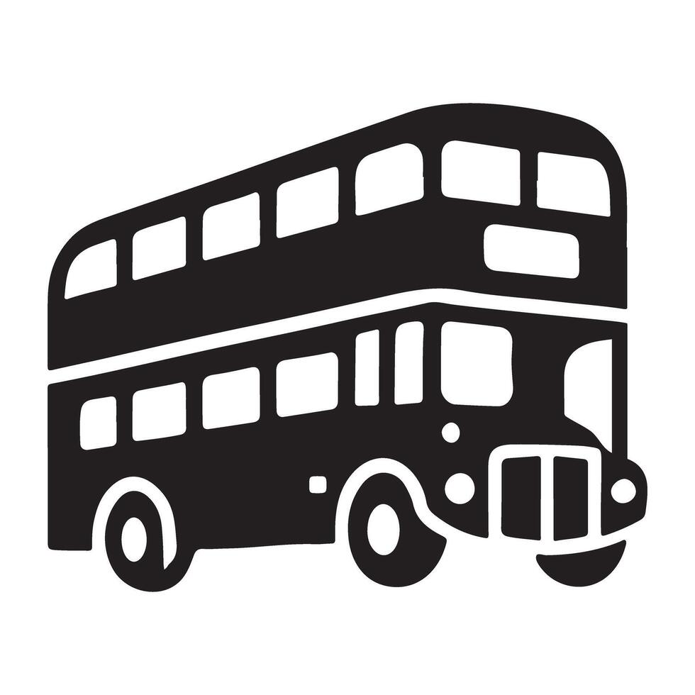 Classic Double Decker Bus Silhouette Art vector