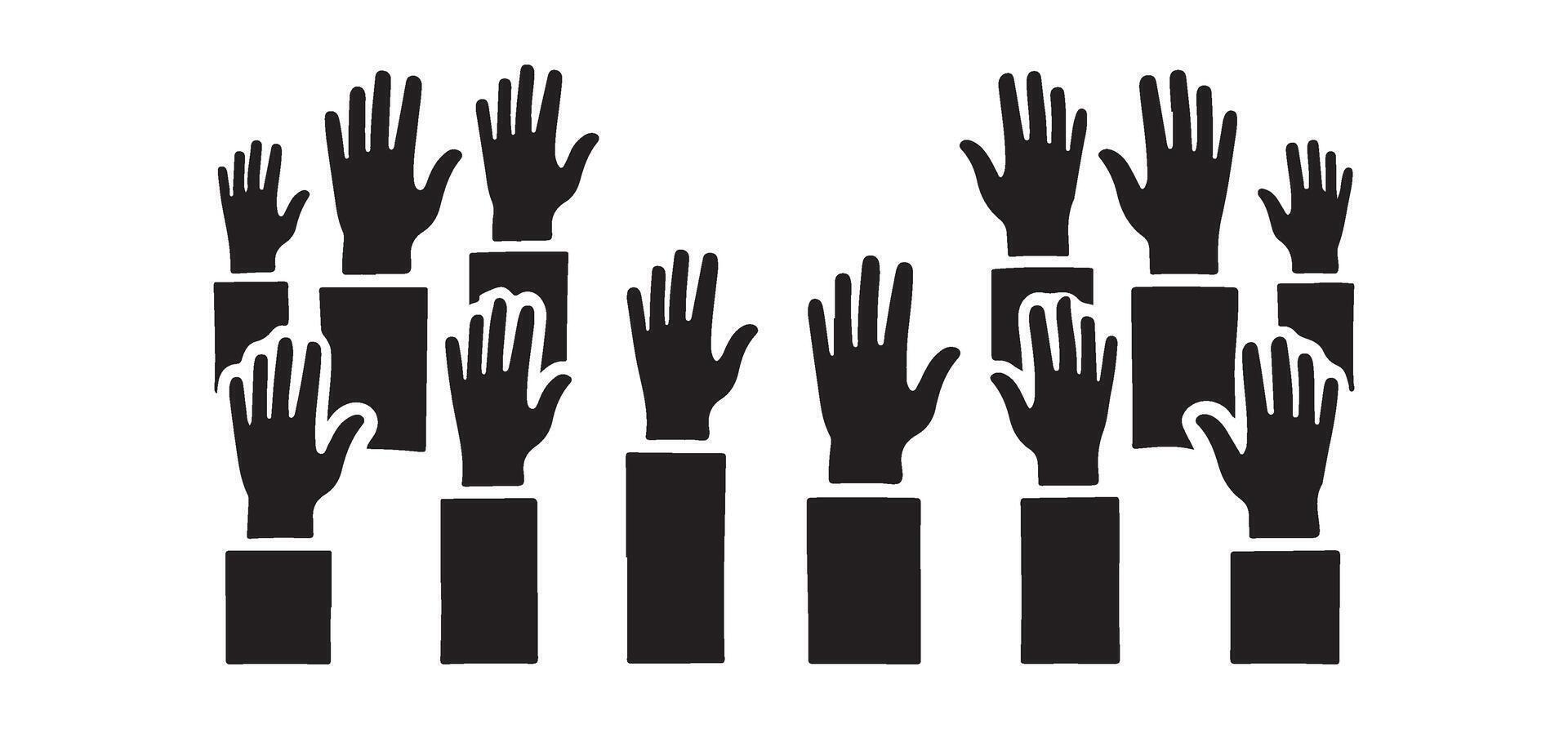 Silhouette of Raised Hands Indicating Participation vector