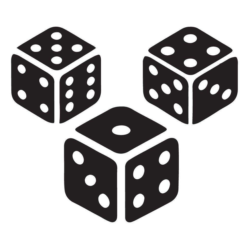 Silhouette Illustration of Three Dice vector