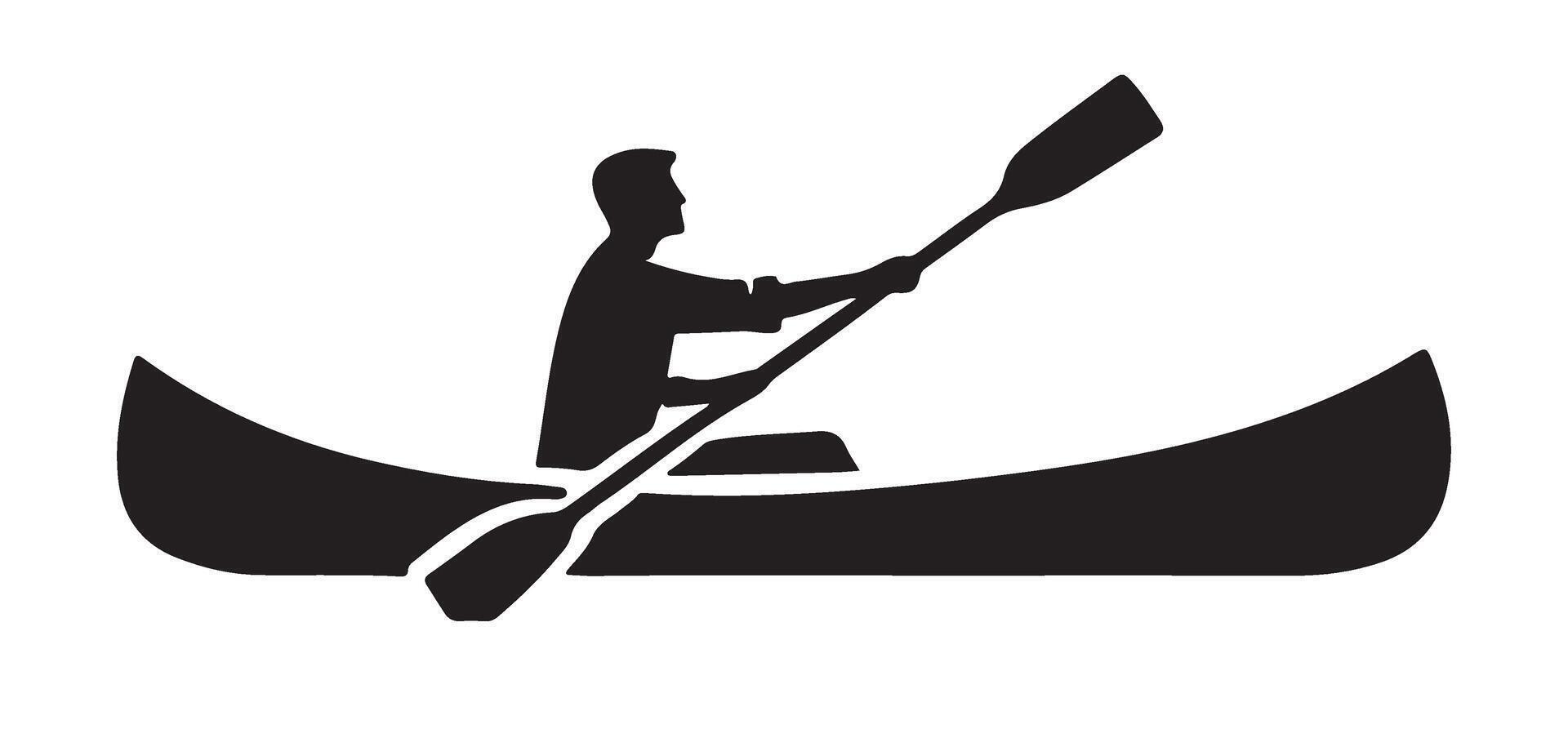 Silhouette of a Person in a Canoe Paddling vector