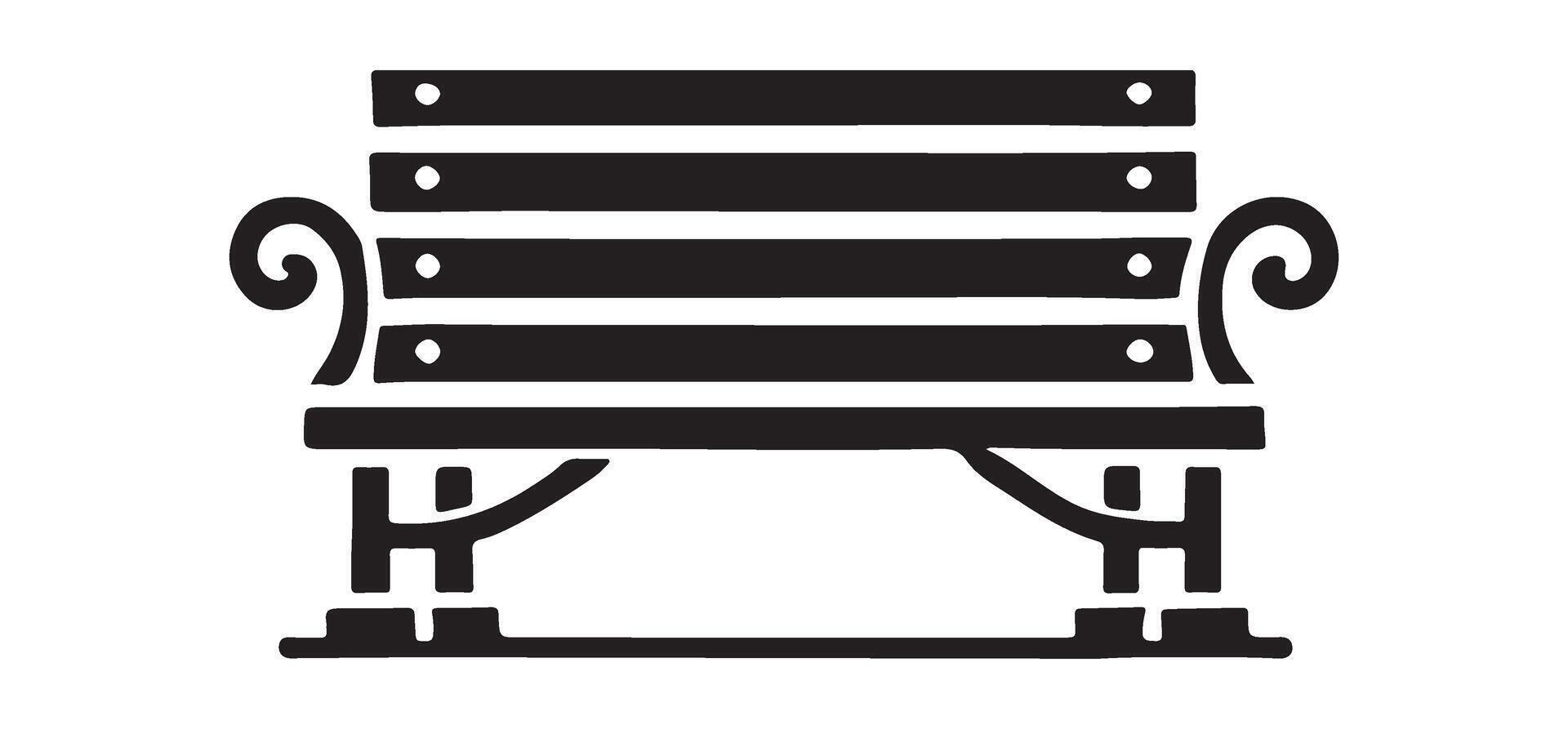 Park Bench Silhouette with Decorative Elements vector