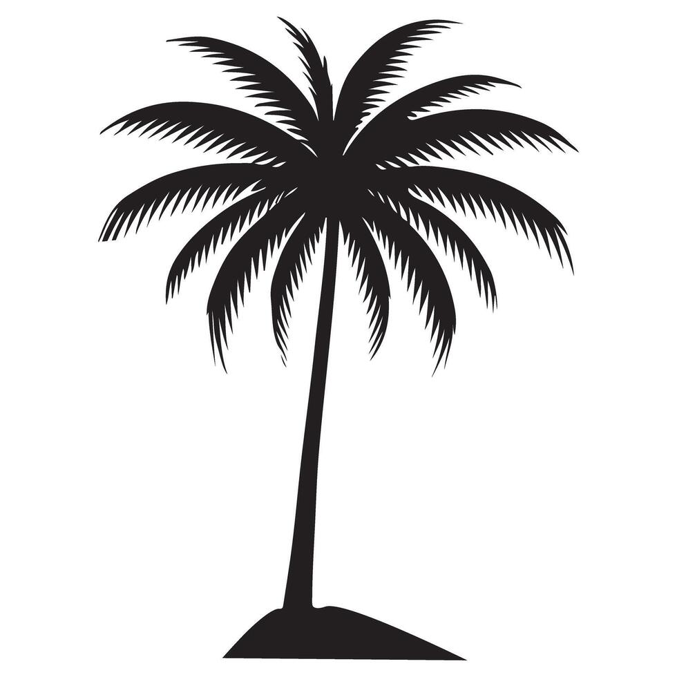 Silhouette of Single Palm Tree on Island vector