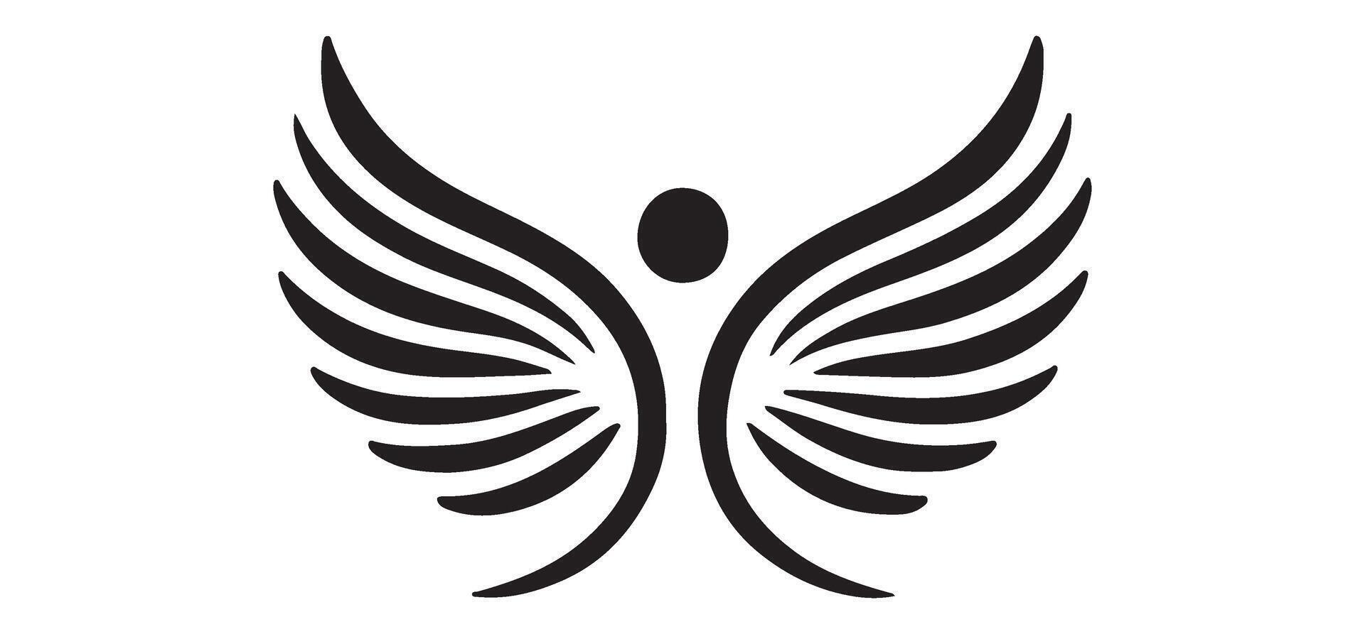 Silhouette of Angel Wings with Central Figure vector