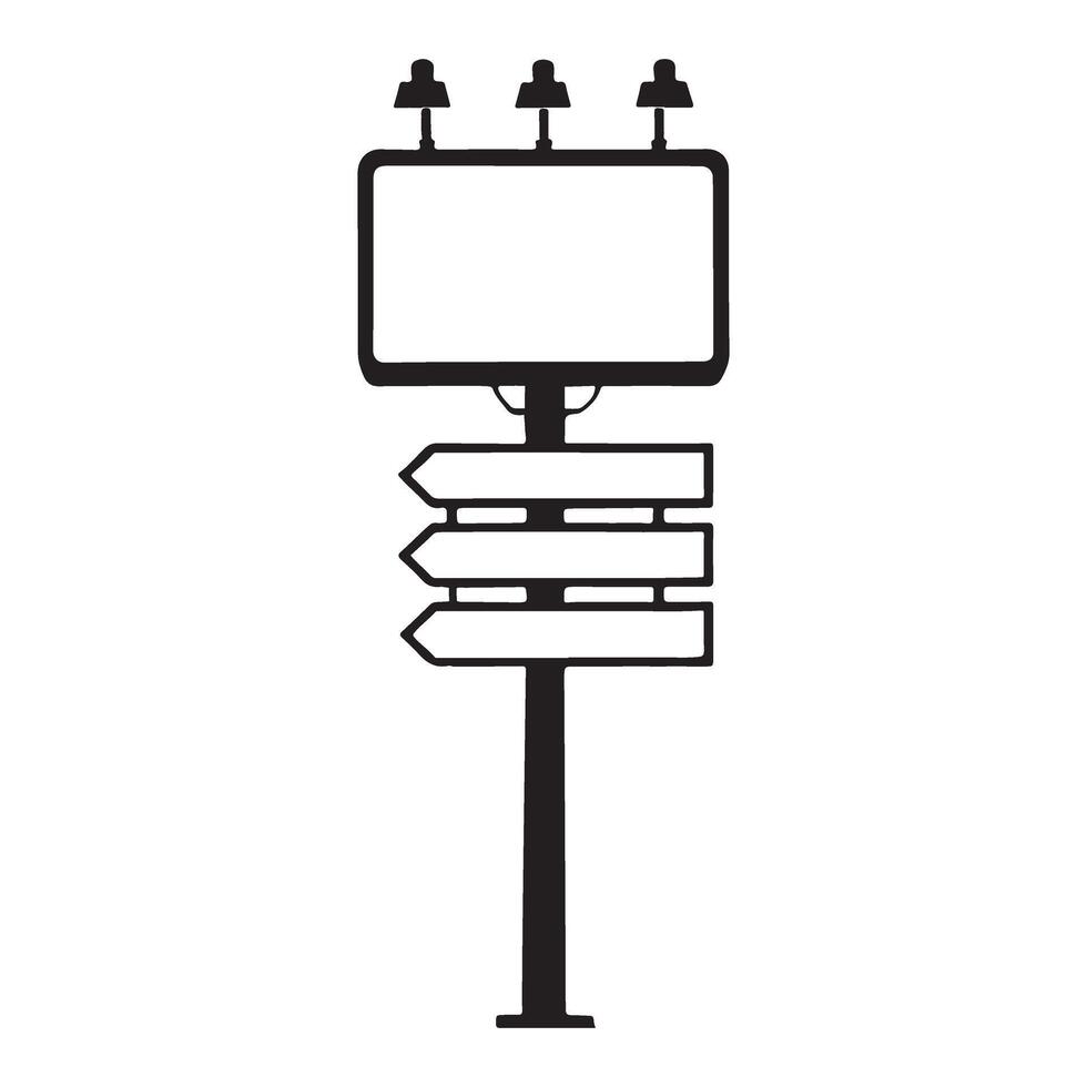Illuminated Billboard with Directional Arrows Silhouette vector