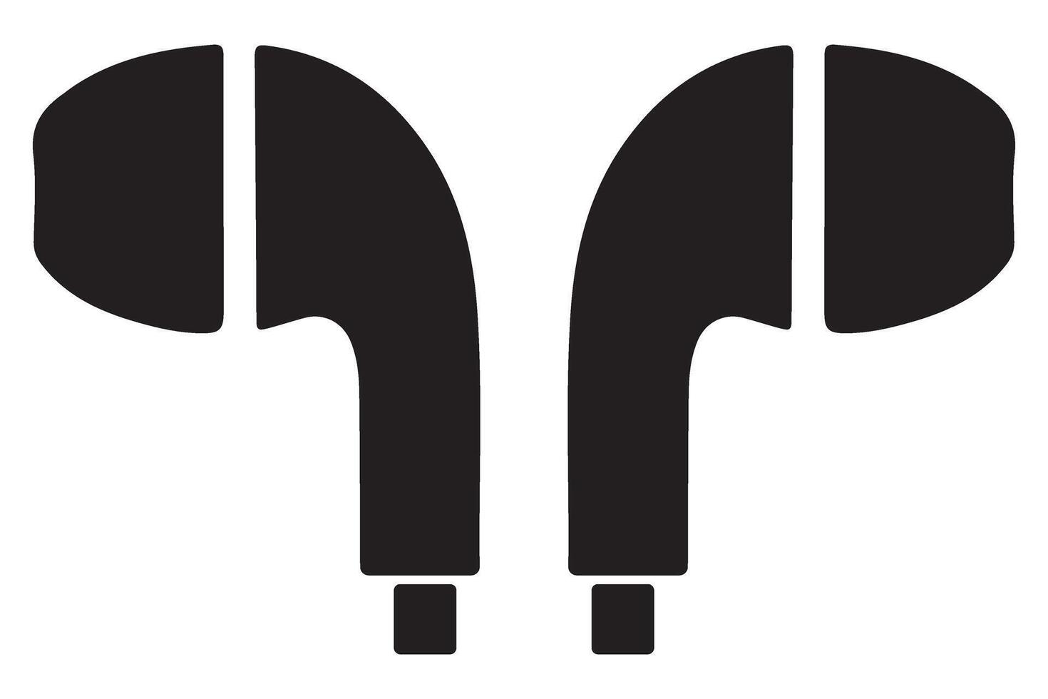 Pair of Wired Earbud Headphones Silhouette Illustration vector