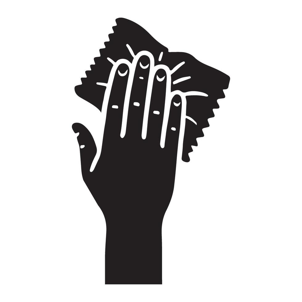 Hand Holding a Cleaning Wipe Silhouette Illustration vector