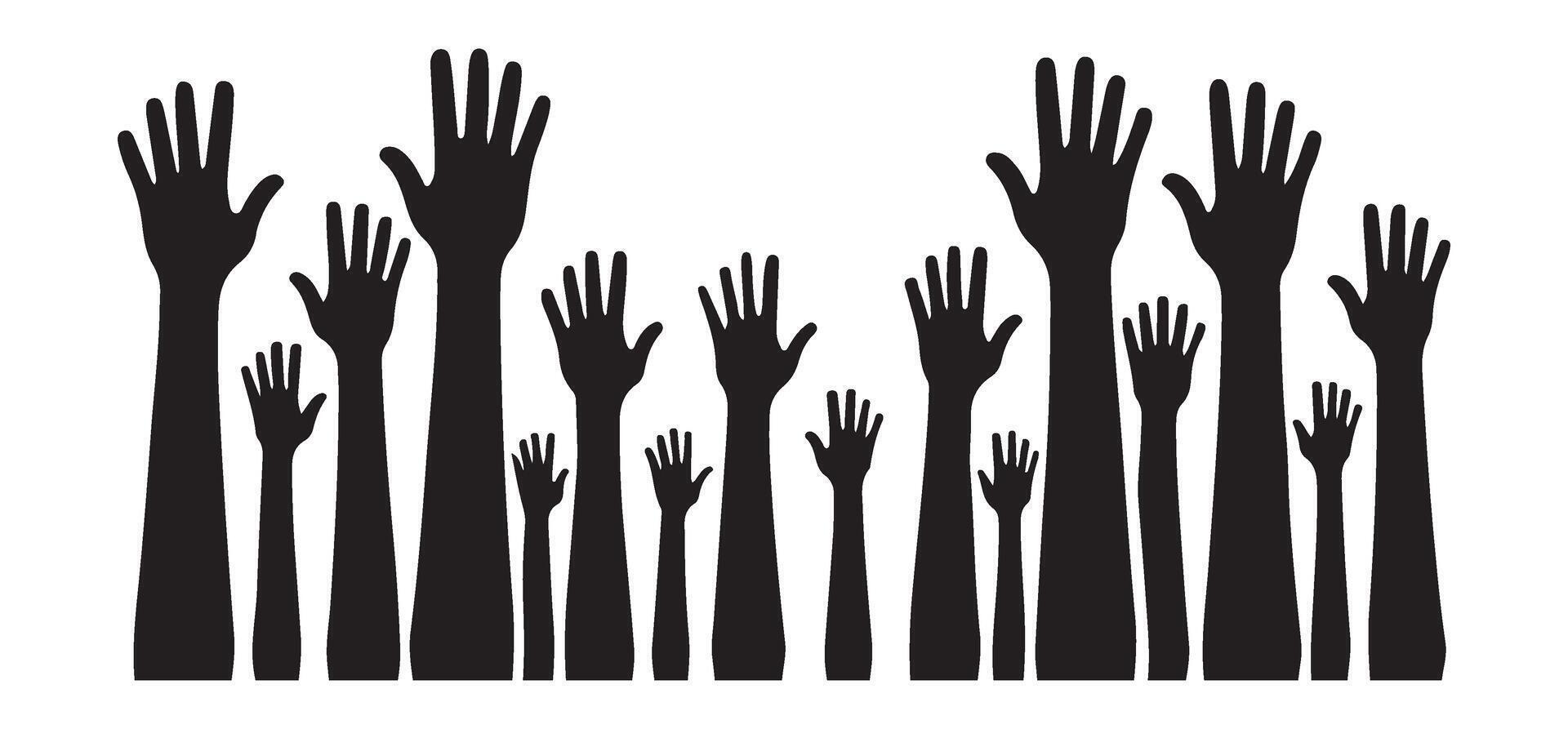 Raised Hands Silhouette Illustration Representing Unity vector