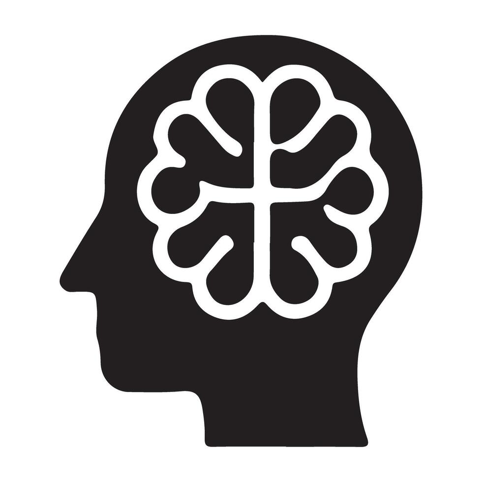 Human Brain Silhouette Illustration for Cognitive Processes vector