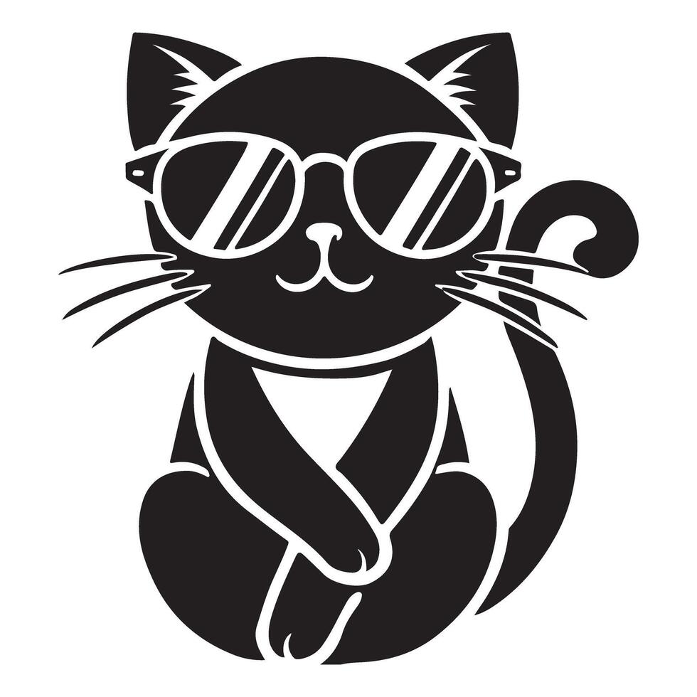 Cool Cat Wearing Sunglasses Silhouette art design vector
