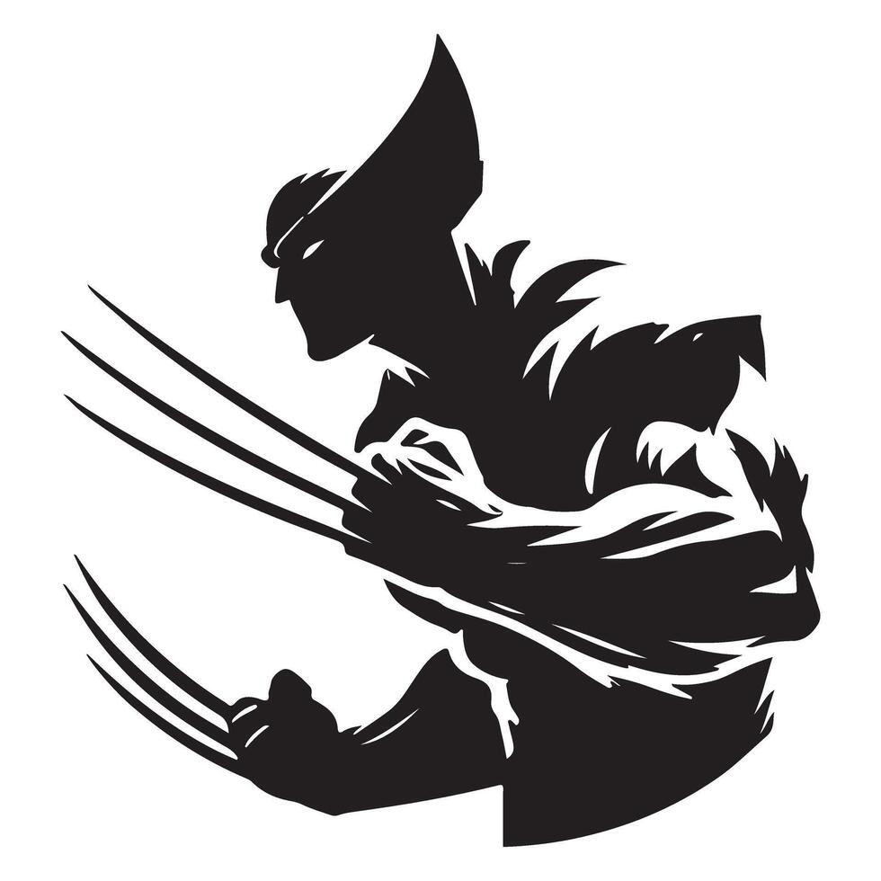 Silhouette of Wolverine, a Popular Marvel Comic Superhero vector