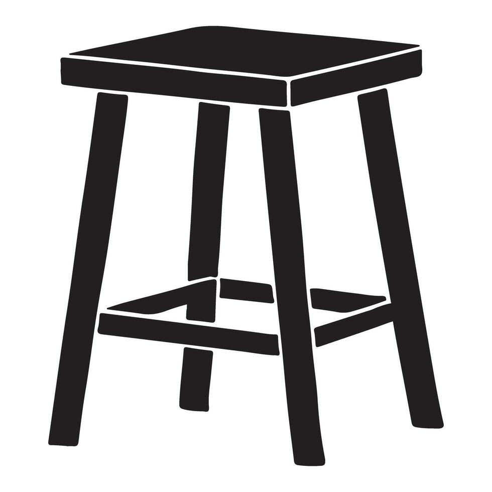 Simple Wooden Stool Silhouette Illustration vector