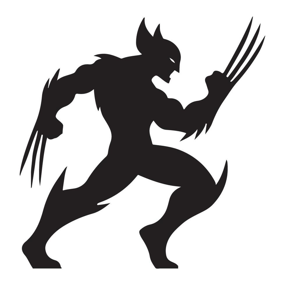 Wolverine Silhouette Running Dynamic Pose Illustration vector
