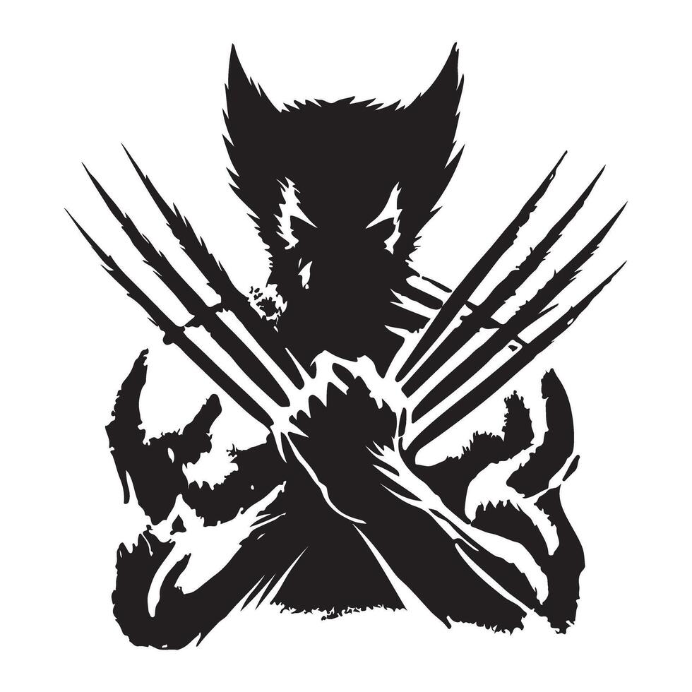 Wolverine Silhouette Illustration with Claws vector
